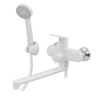 Змішувач для ванни Plamix Lucas-006 EURO SET White з шлангом, лійкою та кронштейном (PM0709) Змішувач для ванни Plamix Lucas-006 EURO SET White з шлангом, лійкою та кронштейном (PM0709)