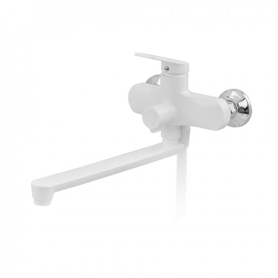 Смеситель для ванны Plamix Lucas-006 EURO SET White с шлангом, лейкой и кронштейном (PM0709) Смеситель для ванны Plamix Lucas-006 EURO SET White с шлангом, лейкой и кронштейном (PM0709)