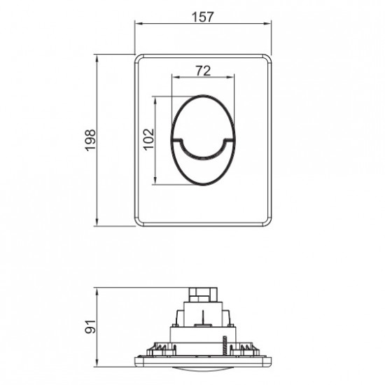 Панель змиву пластикова Koer KT-0606-07 157x198x3mm, кнопка закруглена (колір графіт) (KR5712)