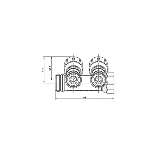 Колектор з регулюючими вентилями на 2 вих. Roho R809-02 - 3/4"x3/4" EK (RO0249)