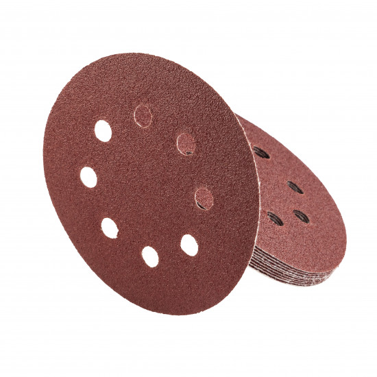 Шліфувальний круг Polax на липучці самозачіпній 125 мм, К80, з отворами (54-215)