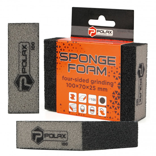 Губка шліфувальна P100 Polax пряма 110х70х25 мм (54-190)