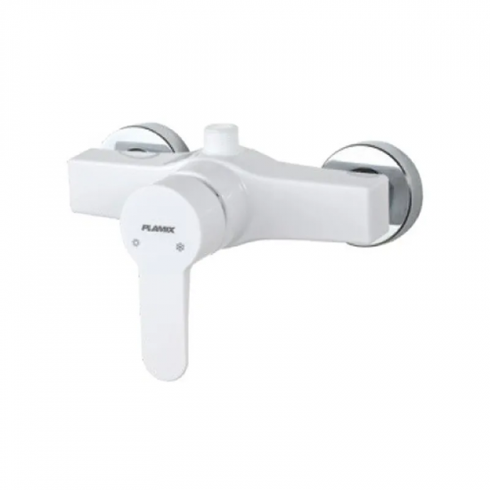 Змішувач для душа PLAMIX MARIO-003 SET WHITE (зі шлангом, лійкою та кронштейном) (MX1894)