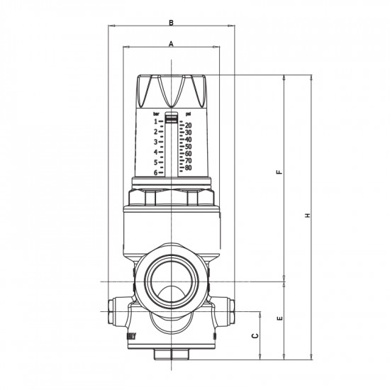 Редуктор тиску Roho R1202-075 - 3/4"НН, PN25 (1-6 бар) мембранний (RO0146)