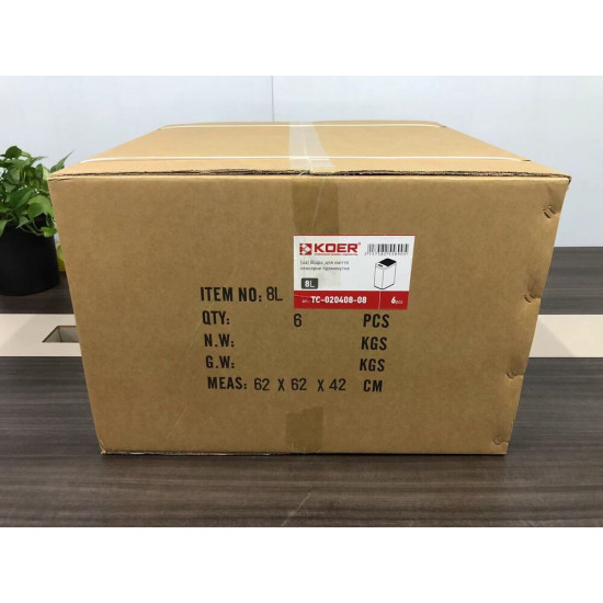 Відро для сміття сенсорне прямокутне Koer TC-020408-08 8 л колір білий (KR5589)