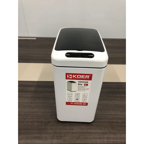 Відро для сміття сенсорне прямокутне Koer TC-020408-08 8 л колір білий (KR5589)