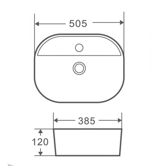 Умывальник накладной керамический Mixxus Premium Ellipse-0201 505x385x120mm (MP6482)