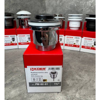 Донный клапан для раковины Koer PW-02-01 1 1/4'' (кнопка) (Цвет хром) (KR3399)