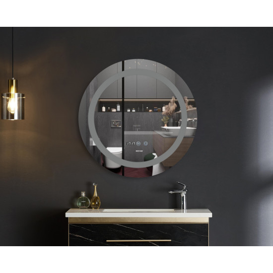 Зеркало Mixxus PLAIN MC02-80-CASE с LED Touch, Anti-fog, диммером, регулировкой яркости, часы