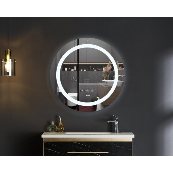 Зеркало Mixxus PLAIN MC02-80-CASE с LED Touch, Anti-fog, диммером, регулировкой яркости, часы