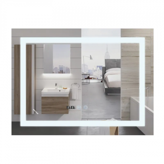 Дзеркало Mixxus WARM MR02-70x50 з LED Touch, Anti-fog, димером, рег. яскравості, годинником (MI6668