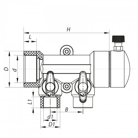 Колектор 2- way з кульовими кранами (40x20) PPR Koer K0169.PRO (KP0219)