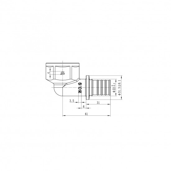 Кутник перехідний з ВР Koer KA.L10F-25 - 25(3.5mm) x 1"F (KR4879)