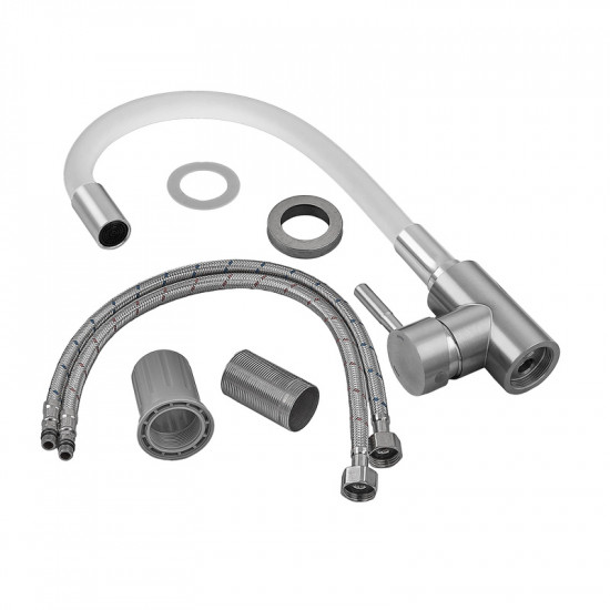 Змішувач для кухні Armata SUS-011 REFL.WHITE з силіконовим виливом, з нержавіючої сталі (CH6562)