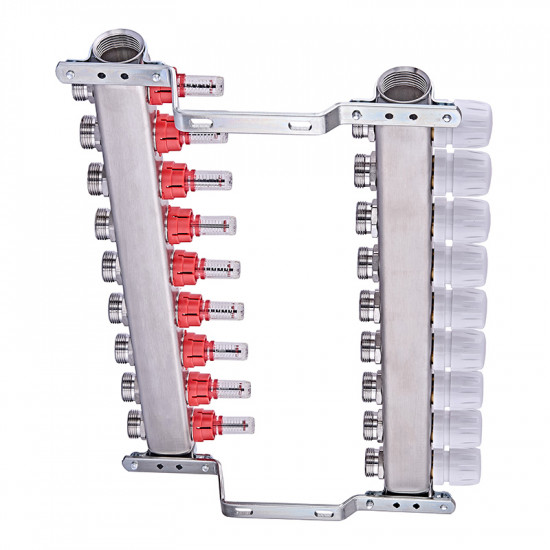 Колекторний блок з витратомірами Nolf NF.2100-09S 1"x9 (корпус нержавіюча сталь) (NF3023)