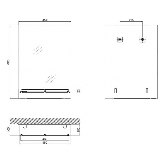 Зеркало настенное Zerix SANSA MRZ04-450x600x100 прямоугольное с полкой и декором (ZX5626)