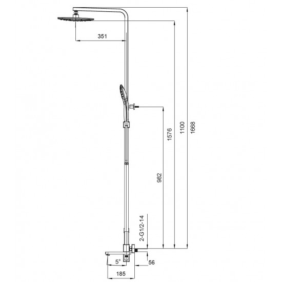 Душова колона із змішувачем Koer KB-56009-01 (Колір хром) (KR3506)
