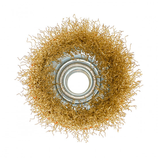 Щітка чашкова 65 мм, для УШМ, М14, гофр. пров., латунована Polax (54-175)