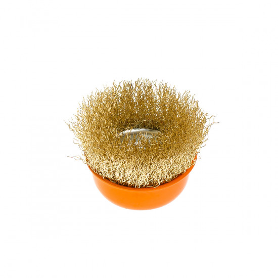 Щітка чашкова 65 мм, для УШМ, М14, гофр. пров., латунована Polax (54-175)