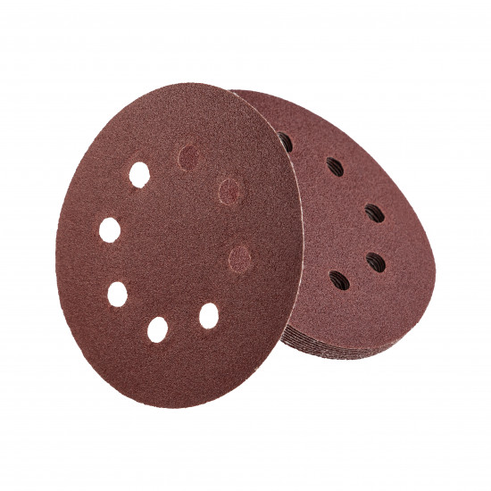 Шліфувальний круг Polax на липучці самозачіпній 125 мм, К100, з отворами (54-216) Шліфувальний круг Polax на липучці самозачіпній 125 мм, К100, з отворами (54-216)