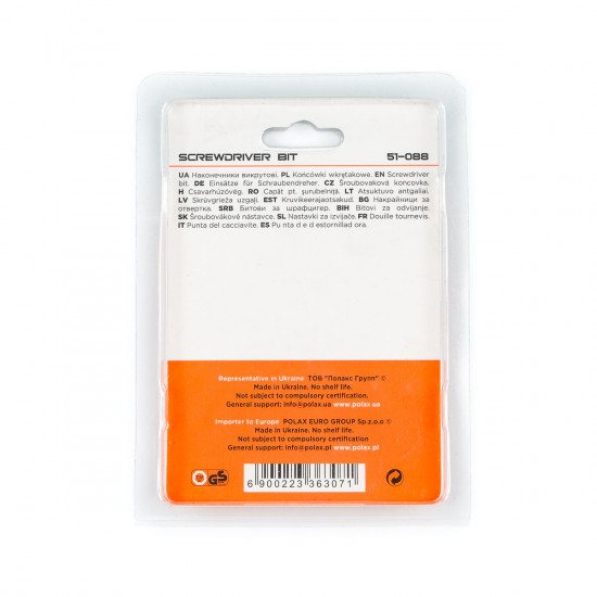 Біта двостороння Polax сталева 50 мм PZ2-PZ2 1/4", 10 шт (51-088)