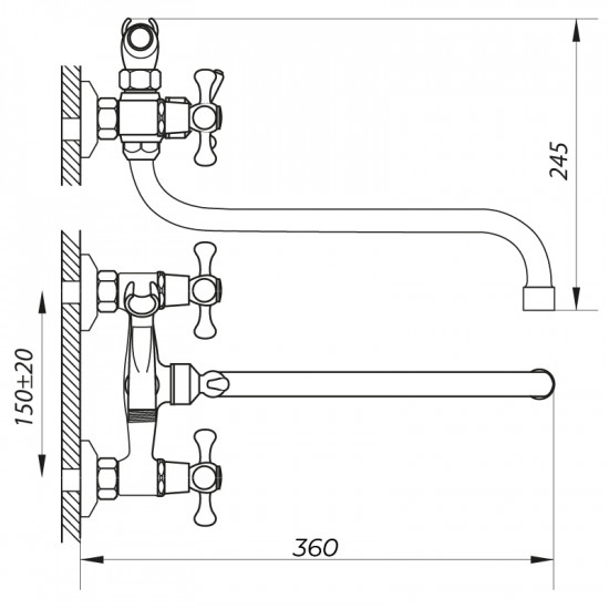 Змішувач для ванни Zerix DFR-A 722 (ZX0013)