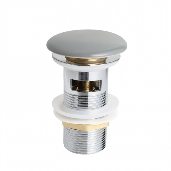 Донний клапан для умивальника з переливом Mixxus POP-UP-08 GRAY 1 1/4'' СLICK-СLACK графітова керам