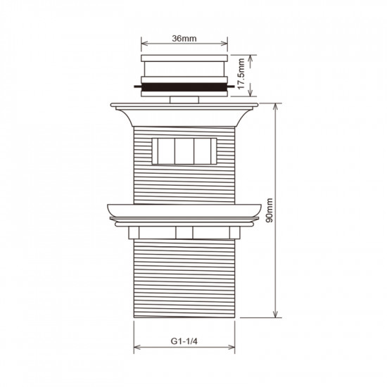 Донний клапан для умивальника з переливом Mixxus POP-UP-08 GRAY 1 1/4'' СLICK-СLACK графітова керам