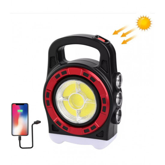 Фонарь переносний 6678-3LED+5COB, power bank, Li-Ion акум., сонячна батарея, ЗУ microUSB, Box (20012)