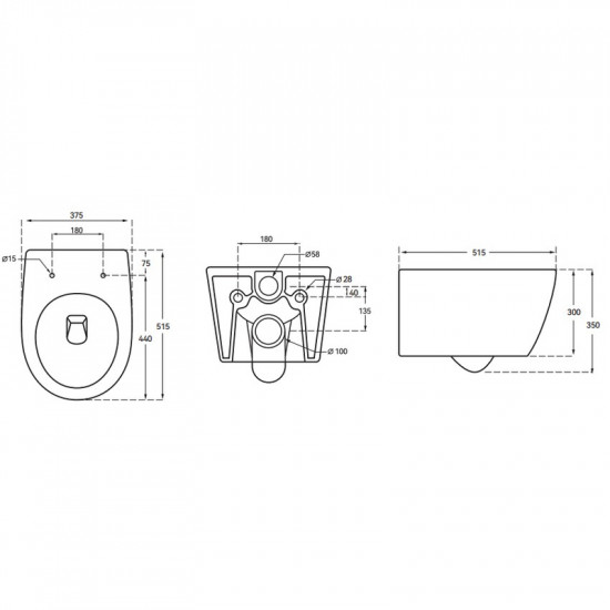 Унітаз підвісний Mixxus ELLIPSE-0307-T3 520x373x365mm, система змиву TORNADO 3.0 (MI6706) Унітаз підвісний Mixxus ELLIPSE-0307-T3 520x373x365mm, система змиву TORNADO 3.0 (MI6706)