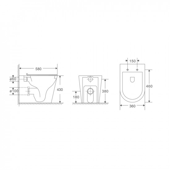 Унітаз підлоговий безбачковий MIXXUS PREMIUM BEVEL-0701-T1 580х365х430mm, система змиву TORNADO 1.0 Унітаз підлоговий безбачковий MIXXUS PREMIUM BEVEL-0701-T1 580х365х430mm, система змиву TORNADO 1.0