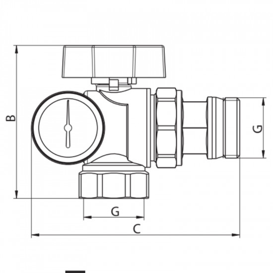 Кран с американкой "антипротечка" с термометром Koer KR.1033-Gi - 1'' (KR2894)