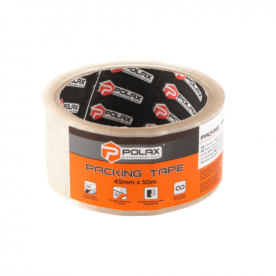 Клейка стрічка Polax скотч пакувальний прозорий 50 м x 45 мм (101-050)