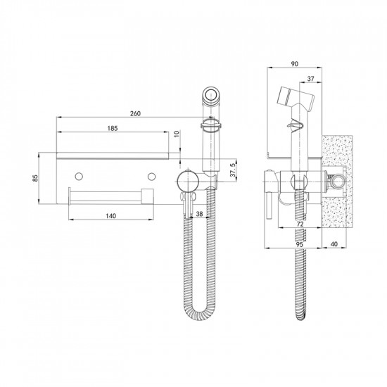 Змішувач для гігієнічного душу Mixxus Premium HANS 069 з тримачем для туалетного паперу (MI6785)