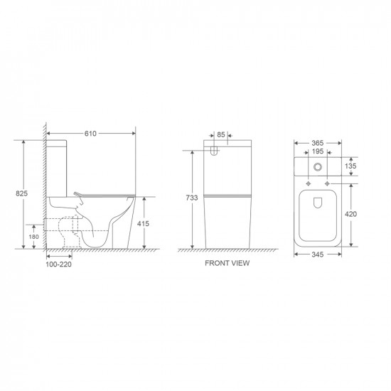 Унітаз-компакт Mixxus Premium Quadro-0401-R 610x365x825mm, система змиву RIMLESS (MP6457)