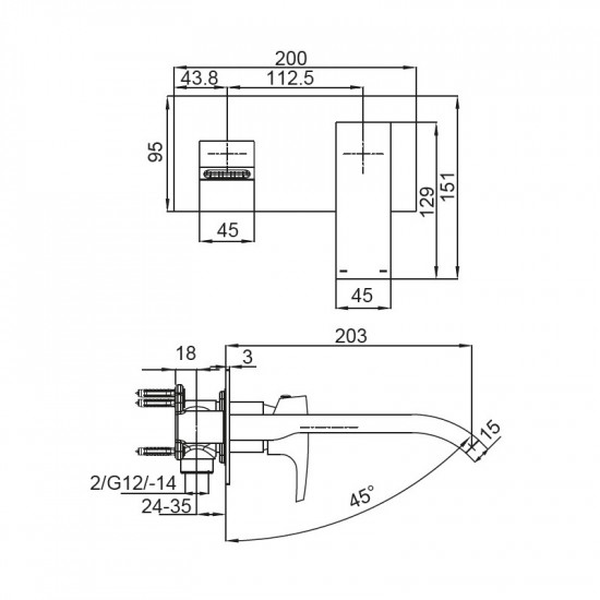Смеситель для умывальника Koer KB-16007-01 встроенный (Цвет хром) (KR3450)