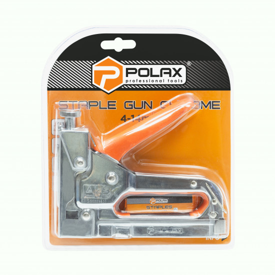Степлер строительный хромированный металлический Polax 4-14 мм (24-006)