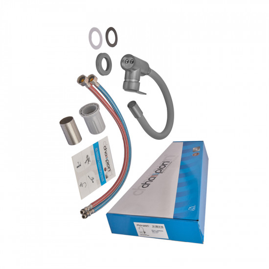 Змішувач для кухні з силіконовим виливом Champion EZA-011 Graphite REFL.Gray з нерж.сталі (вилив сі