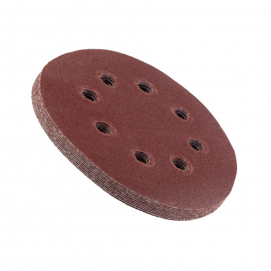 Шліфувальний круг Polax на липучці самозачіпній 125 мм, К150, з отворами (54-218) Шліфувальний круг Polax на липучці самозачіпній 125 мм, К150, з отворами (54-218)