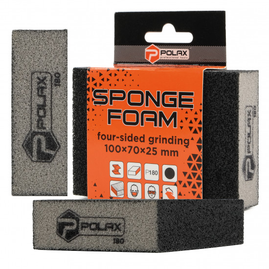 Губка шліфувальна P180 Polax пряма 110х70х25 мм (54-192)