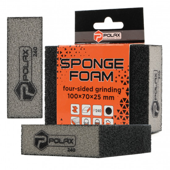 Губка шліфувальна P240 Polax пряма 110х70х25 мм (54-193)