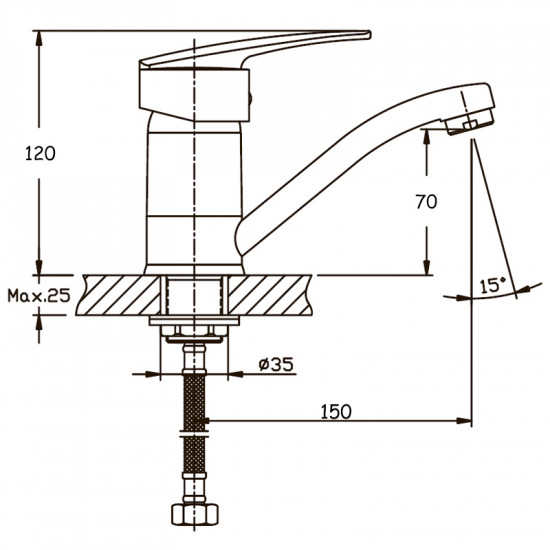 Змішувач для умивальника Haiba Agat 555 (вилив 15 см) (HB0010)