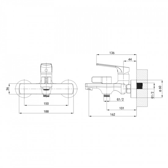 Змішувач для ванни Mixxus Premium MONE 009 EURO Graphite (MI6782)
