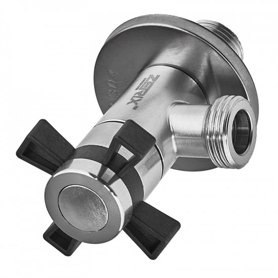 Кран для підключення сантехприладів Zerix VAL-09-1/2x1/2 з нерж.сталі SUS304 (ZX5102)