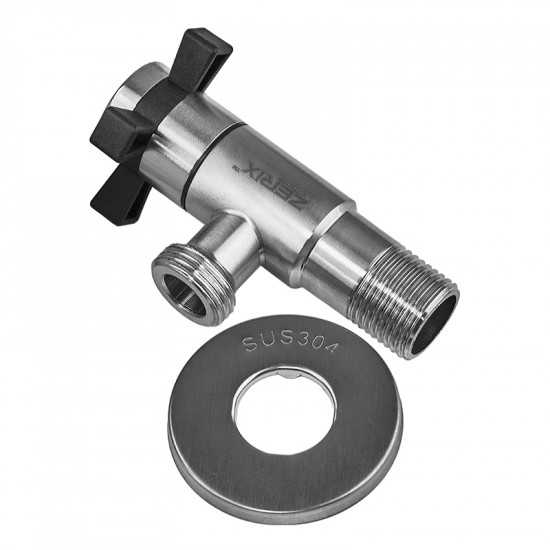 Кран для підключення сантехприладів Zerix VAL-09-1/2x1/2 з нерж.сталі SUS304 (ZX5102)