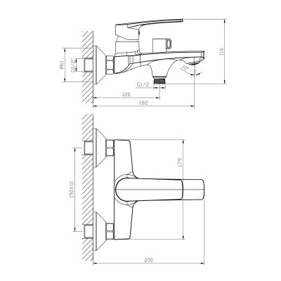 Змішувач для ванни Haiba Troya 009 Euro (8 шт/ящ)
