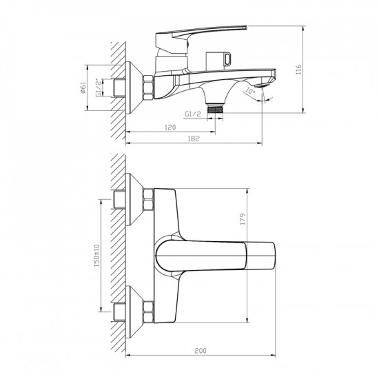 Змішувач для ванни Haiba Troya 009 Euro (8 шт/ящ)