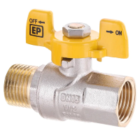 Кран шаровый Europroduct EP.111 - 1/2" FM ГШМ YELLOW, ручка "бабочка" жёлтая (EP2932)