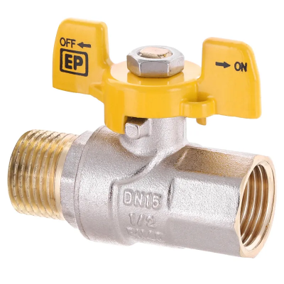 Кран кульовий Europroduct EP.111 - 1/2" FM ГШМ YELLOW, ручка "метелик" жовта (EP2932)