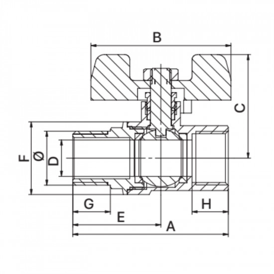 Кран кульовий Europroduct EP.111 - 1/2" FM ГШМ YELLOW, ручка "метелик" жовта (EP2932)